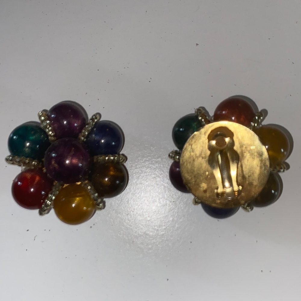 Vintage 80s button earrings multicolored
